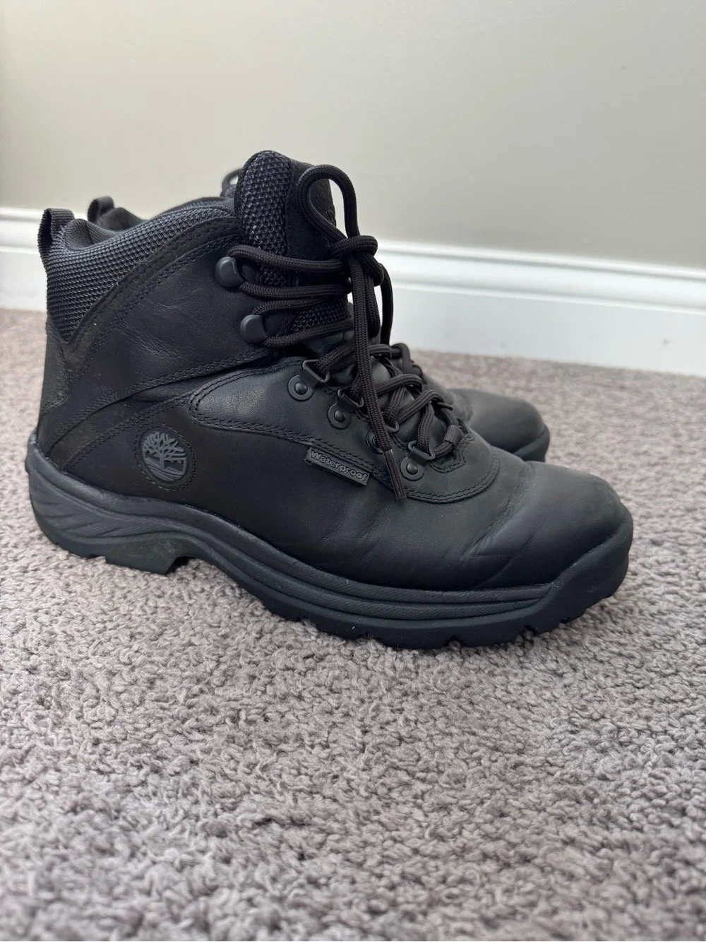 Timberland Men's Black Leather Waterproof Work Boots